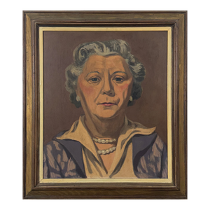Jack Gerber Expressionist Portrait of Woman With Necklace (C. 1950, Oil on Board)