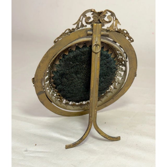 Gold Antique 1800's Original Hand Painted Miniature Victorian Lady Portrait Framed For Sale - Image 8 of 11