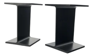 Pair Ward Bennet Black Enamel i Beam End Side Occasional Tables Stands Mint