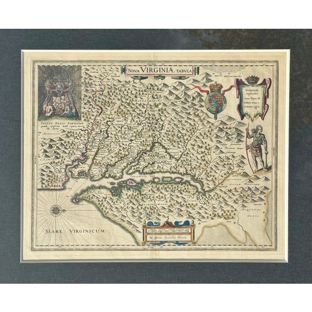 American Capt. John Smith's Map of Virginia & Chesapeake Bay, by Blaeu, 1612 For Sale - Image 3 of 5