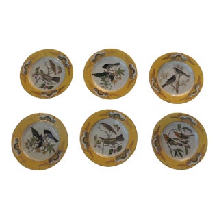 1990s Yellow and Gold Chinese Export Ceramic Decorative Plates- Set of 6 For Sale