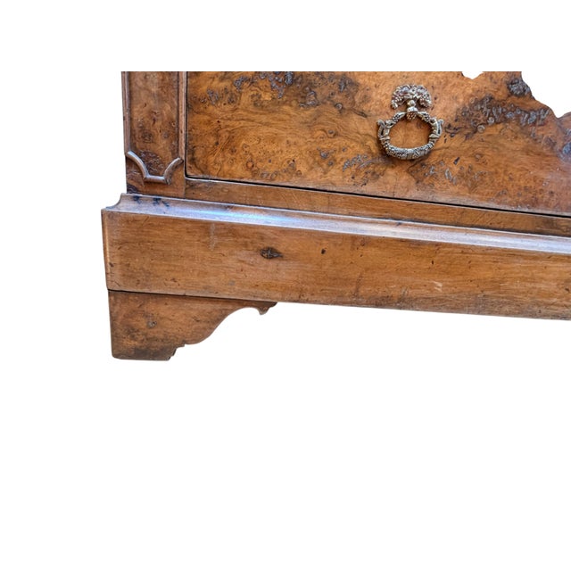 Burnt Umber Early 19th Century French Provincial Charles X Burled Walnut Commode. For Sale - Image 8 of 14