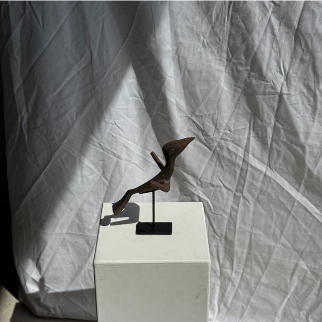 Traditional Indonesian Decorative Wooden Bird on Base For Sale - Image 9 of 17