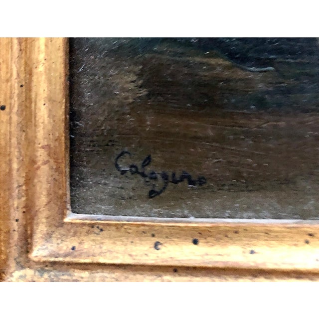 Surrealism Jean Calogero, Italian Surrealist Oil Painting Jean Calogero Big Eyed Girl Doll Mandolin Flower For Sale - Image 3 of 9