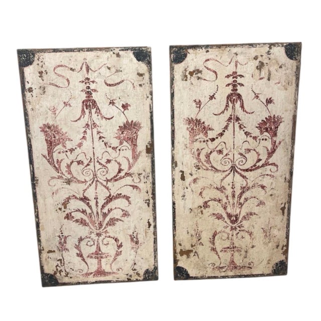 Pair of Vintage Distressed Botanical Wooden Wall Panel For Sale - Image 4 of 12