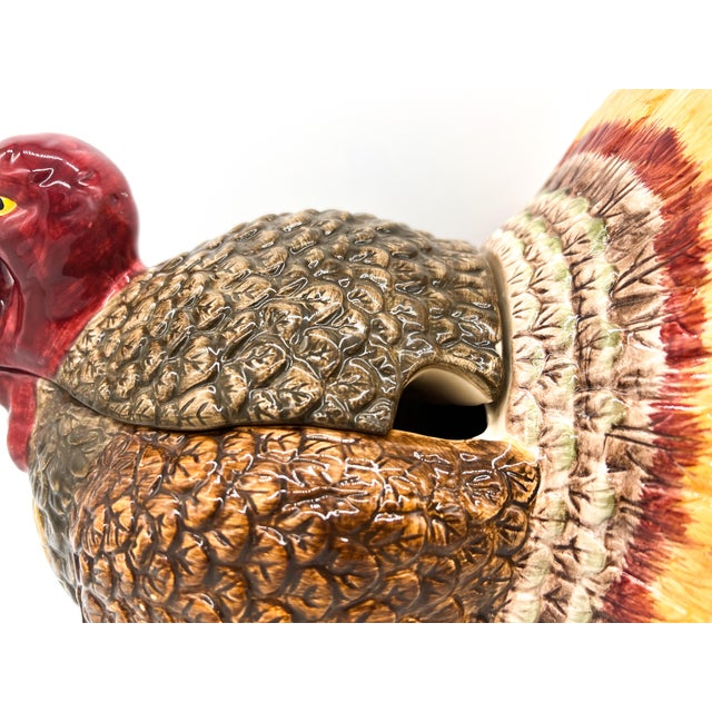 Brown Vintage Americana Ganz Bella Casa Hand-Painted Turkey Ceramic Tureen For Sale - Image 8 of 13