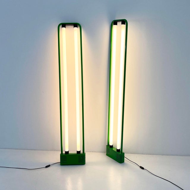 Green Double Neon Lamp by Gian N. Gigante for Zerbetto, 1980s For Sale - Image 11 of 14