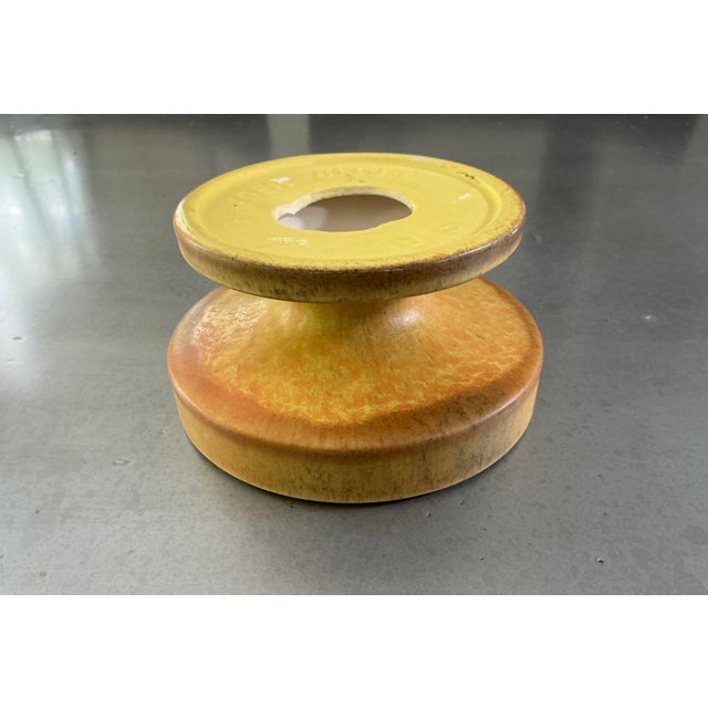Vintage Mid-Century Haeger Pottery Pedestal Candle Holder – Warm Orange/Yellow Drip Glaze For Sale - Image 10 of 14