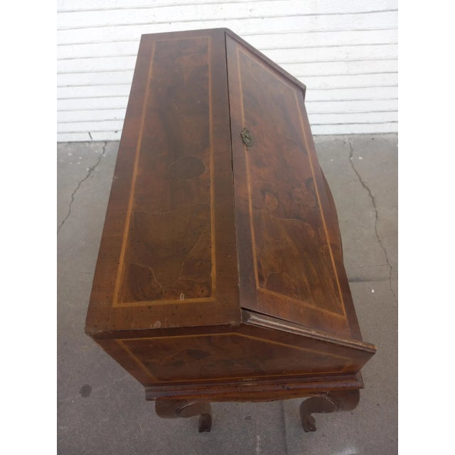 Brown Late 20th Century French Provincial Burl Walnut W/ Inlay Drop Front Desk For Sale - Image 8 of 9