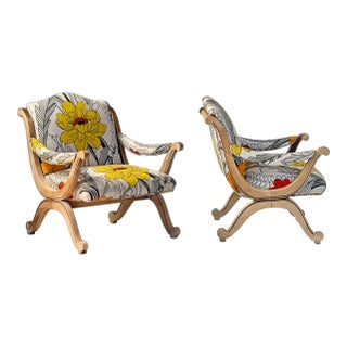 Vintage Armchairs • Mid 20th Century • Custom Upholstery - A Pair For Sale