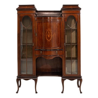 19th Century France Edwardian Brown Wood Display Cabinet For Sale