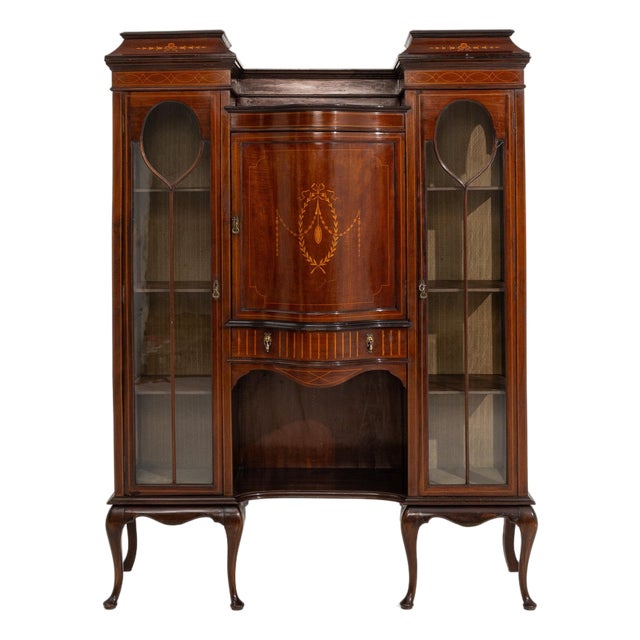 19th Century France Edwardian Brown Wood Display Cabinet For Sale