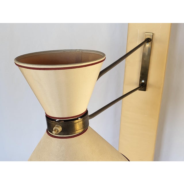 Maison Lunel Vintage 1950s Large Brass Wall Sconce by Diabolo For Sale - Image 4 of 7