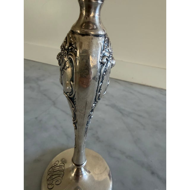 Art Nouveau Sterling Candle Holders Pair For Sale - Image 10 of 14