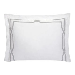 Clarissa King Cotton Sham, White & Light Gray For Sale