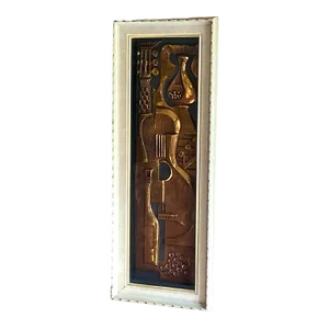 Vintage Mid-Century Turner Music and Wine Copper Relief Wall Accessory Art