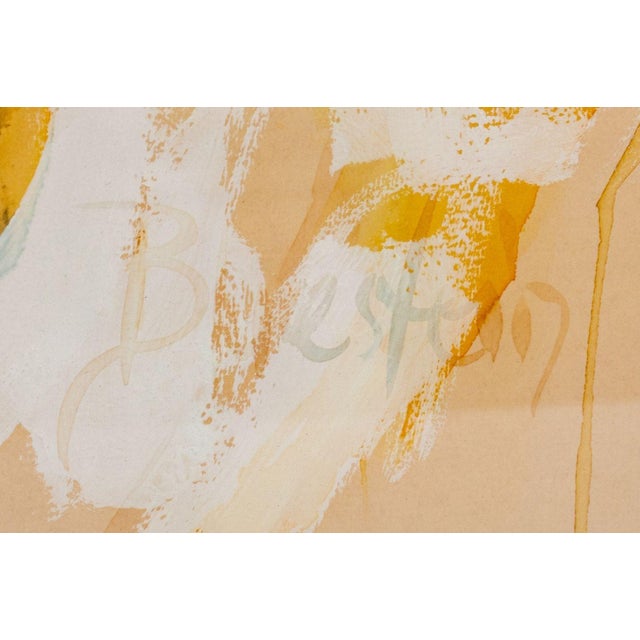 Illegibly Signed Standing Nude Acrylic on Paper For Sale In New York - Image 6 of 8