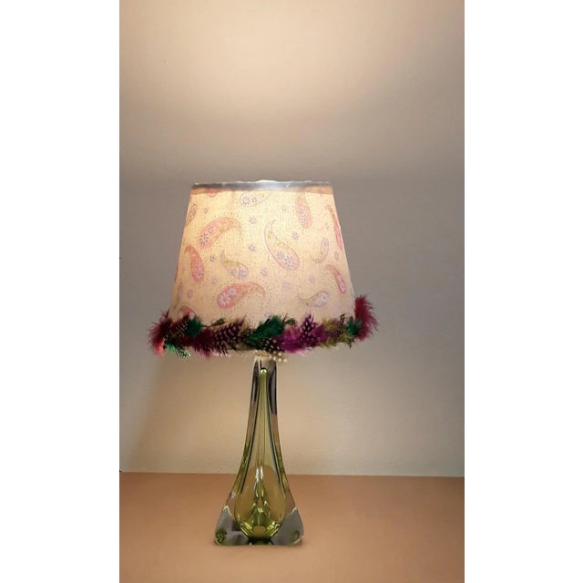 Green Vintage Belgian Crystal Glass Table Lamp from Val St Lambert For Sale - Image 8 of 11