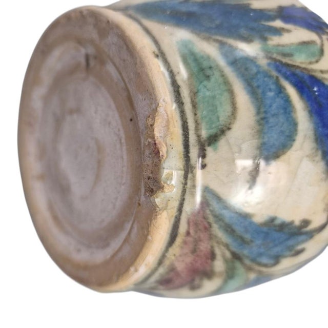 Beige Large Qajar Stonepaste Bottle Vase with Portrait Decoration, 1850 For Sale - Image 8 of 10