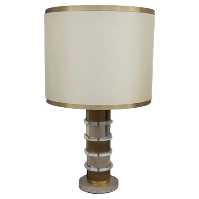 Vintage Metal and Acrylic Glass Table Lamp, 1970s For Sale