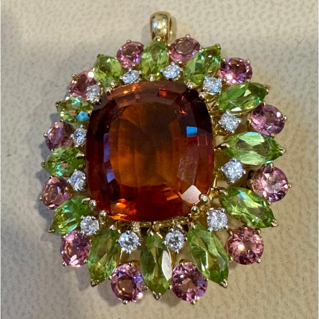 Gemstone Estate Buccellati GIA Certified Orange Citrine, Diamond Pin/Pendant 18KG 21.8gm For Sale - Image 7 of 18