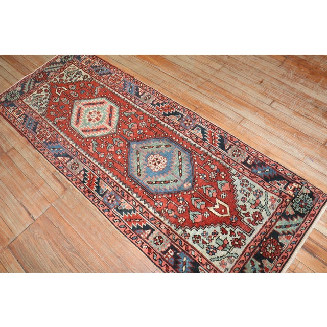 Textile Antique Zabihi Collection Persian Heriz Small Runner - 2'8" x 6'10" For Sale - Image 7 of 8