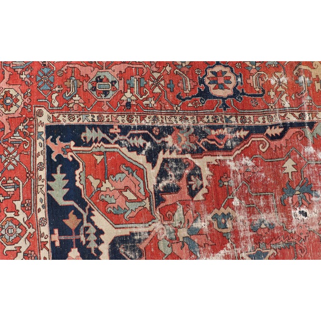 Serapi Rug Featuring Ornate Central Medallion Design and Rich Colors 10'5 X 13'1 For Sale - Image 9 of 12