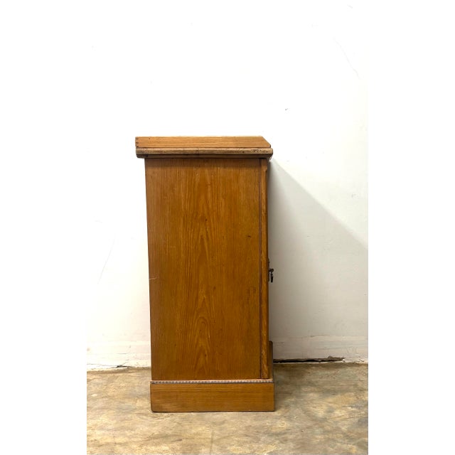 Wood Antique English Oak Pot Cupboard Nightstand With Inlay Design For Sale - Image 7 of 9