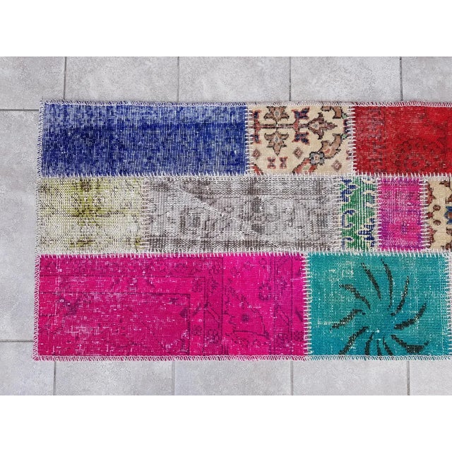 Mid 20th Century Handknotted Tribal Oushak Runner Rug For Sale - Image 9 of 10