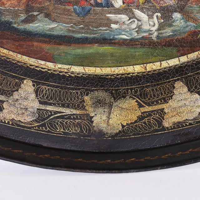 Mid 19th Century Antique English Tole Tray With Orientalist Painting For Sale - Image 5 of 7