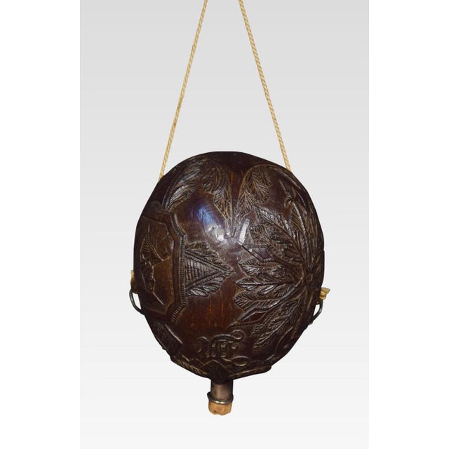 Antique Carved Bug Bear Coconut Flask For Sale - Image 4 of 5
