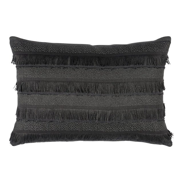 Schumacher Acadia 14" Lumbar Pillow In Charcoal For Sale