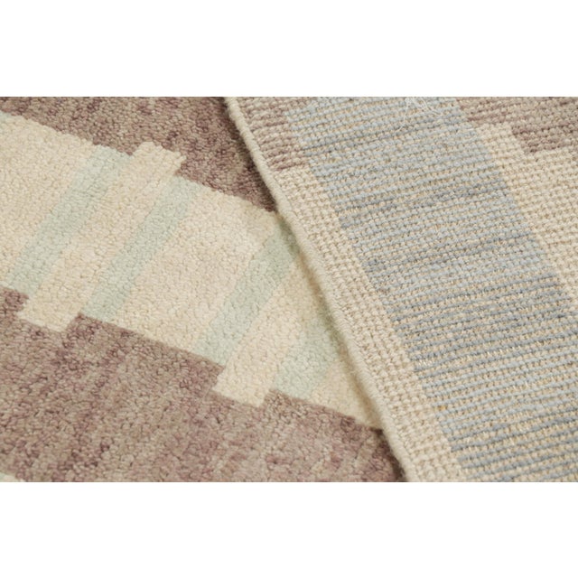 Textile Rug & Kilim’s Scandinavian Style Rug in Beige-Brown and Blue With Geometric Patterns For Sale - Image 7 of 7