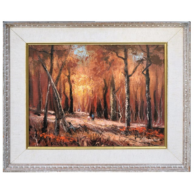 1950s Autumn Walk in the Woods - Mid Century Figurative Landscape by Harold Landaker For Sale - Image 5 of 5
