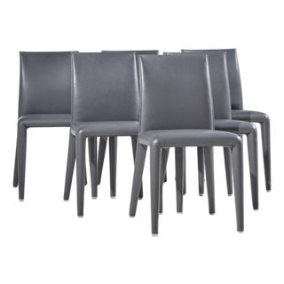 Mario Bellini for B&b Italia Vol Au Vent Mid Century Italian Leather Dining Chairs - Set of 6 For Sale
