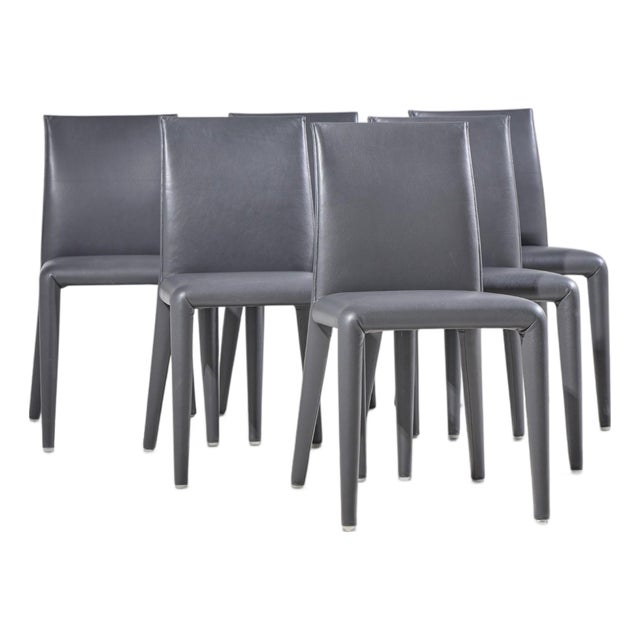 Mario Bellini for B&b Italia Vol Au Vent Mid Century Italian Leather Dining Chairs - Set of 6 For Sale