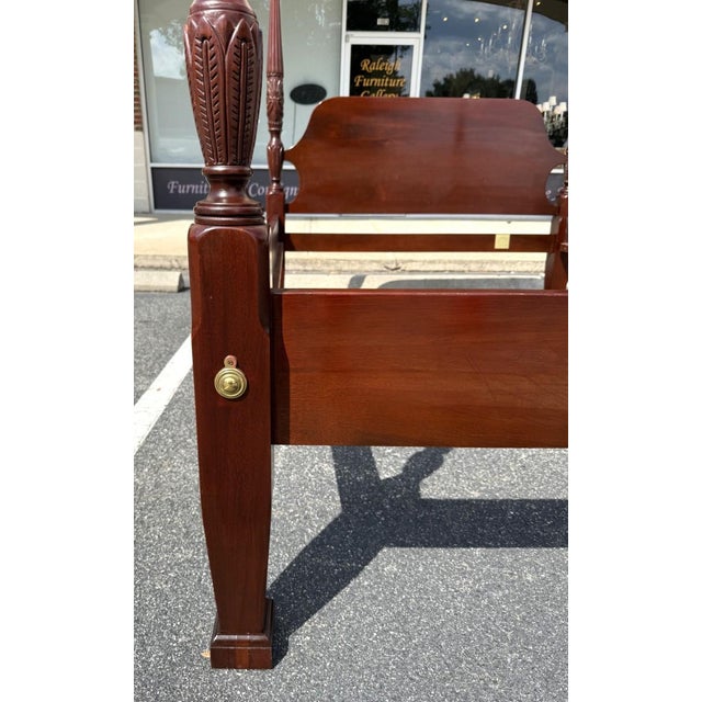 Lexington Queen Size Mahogany Rice Carved Poster Bed Frame For Sale In Raleigh - Image 6 of 18
