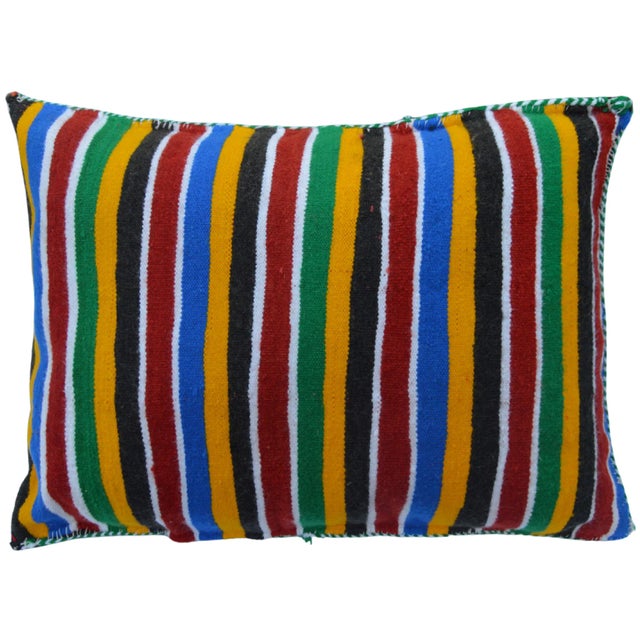 Vintage Moroccan Colorful Diamonds Wool Pillow For Sale - Image 10 of 11