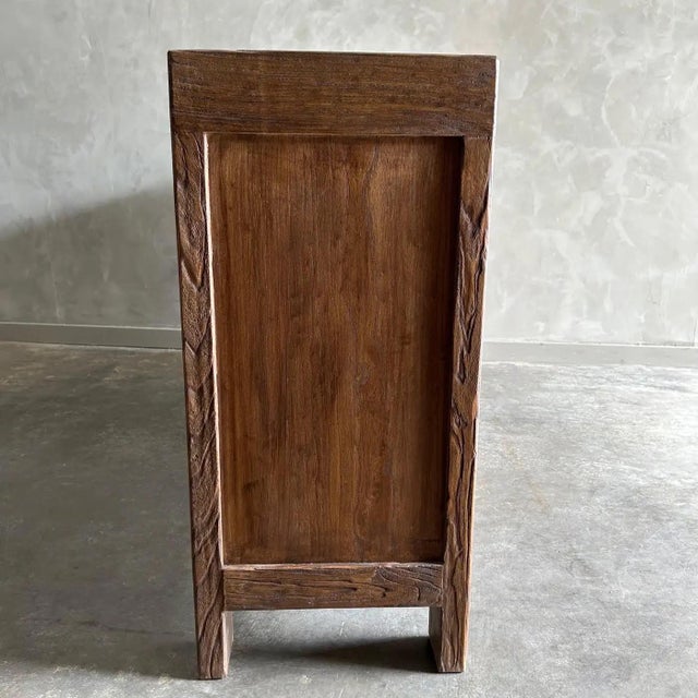 Reclaimed Elm Wood 4 Door Cabinet or Sideboard in Dark Finish For Sale - Image 4 of 6