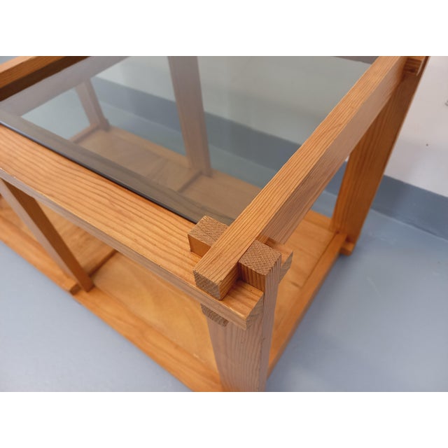 Vintage Rectangular Coffee Table in Pine and Smoked Glass, 1970s For Sale - Image 15 of 16