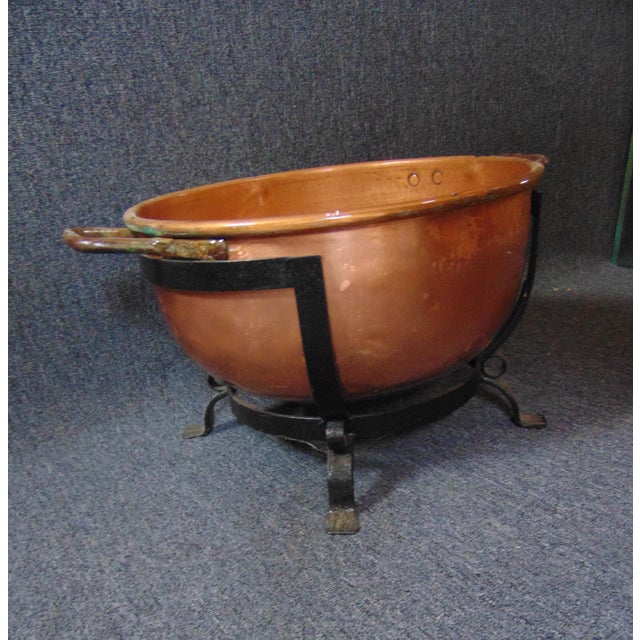 Copper Apple Butter Kettle / Wrought Iron Stand Chairish