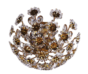 Gilded Brass Lead Crystal Crystal Candlestick from Palwa, 1970s