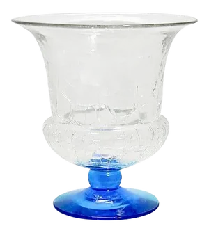 1940s Vintage Blenko Blue Crackle Art Glass Urn