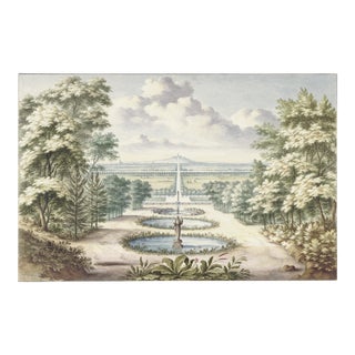 Classical Pastoral Landscape With Fountain, 43" X 65" Reproduction Print For Sale