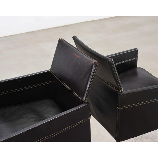 Brown Set of Twelve Karl Friedrich Forster Texas Leather Dining Armchairs For Sale - Image 8 of 18