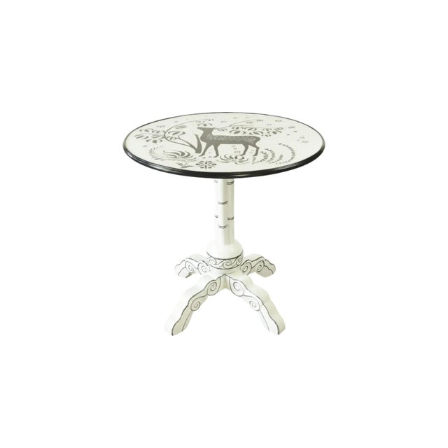 Traditional A Vintage-Style Round Side Table With a Bamboo-Patterned Base. For Sale - Image 3 of 7