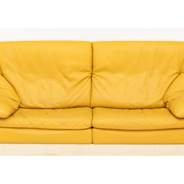 Postmodern Italian Gyform Two-Tone Leather Upholstered Sofa For Sale - Image 3 of 11