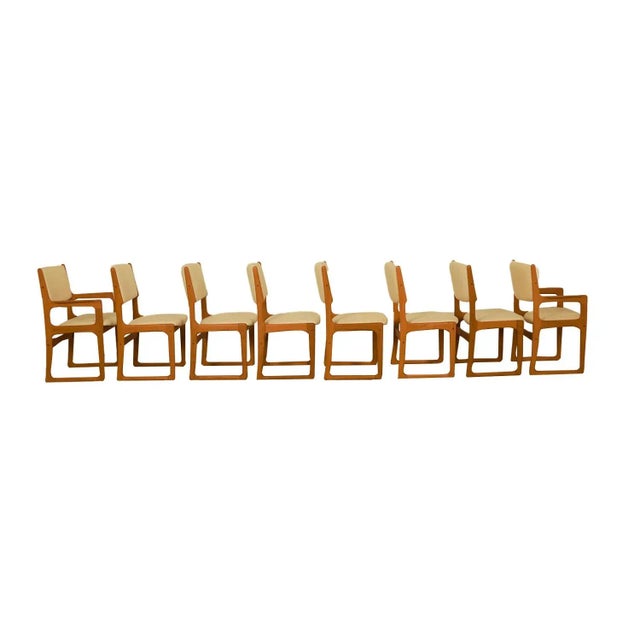 Brown 1970s Mid Century Modern Sculpted Teak Chairs Benny Linden - Set of 8 For Sale - Image 8 of 12