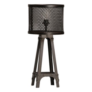 Industrial Iron Mesh Table Lamp For Sale