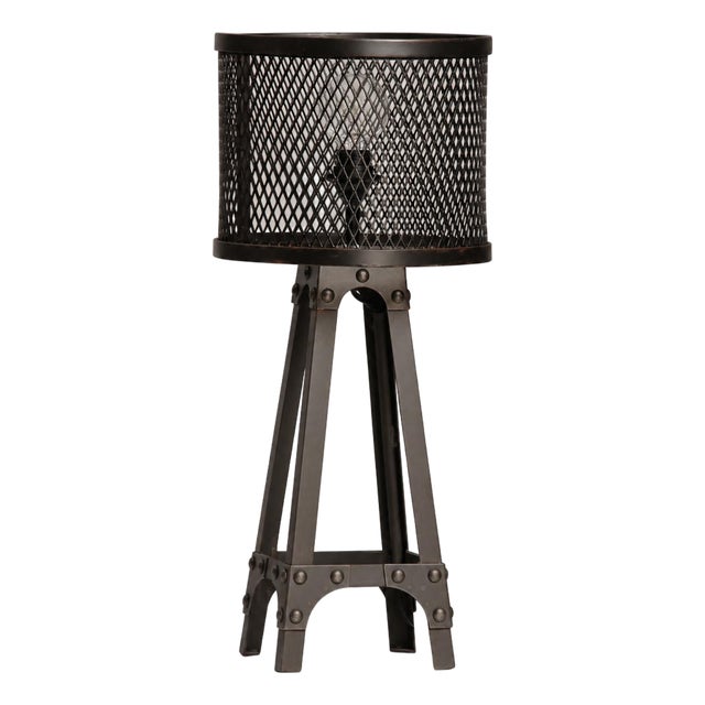 Industrial Iron Mesh Table Lamp For Sale